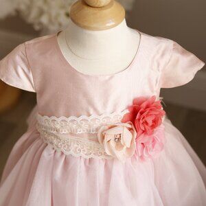 Blush Pink Silk and Tulle Romper Dress Boutique Haute Baby 24 Months NWT